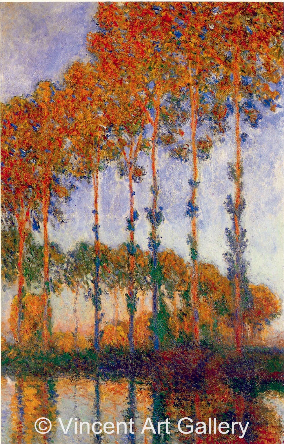 A2790, MONET, Poplars on the Bench of the River Epte, Sunset Effect,